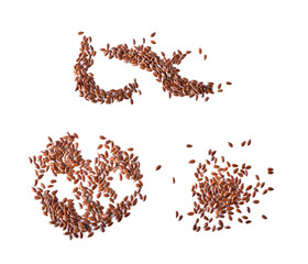 Flax seeds on white background