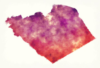 Homs governorate watercolor map of Syria in front of a white background