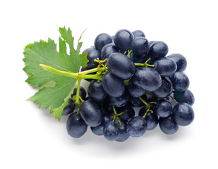 Fresh ripe grapes on white background