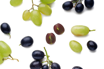 Fresh ripe grapes on white background