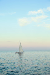 Obraz na płótnie Canvas Beautiful seascape with vessel on summer day