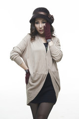 Fototapeta premium portrait of young woman in hat
