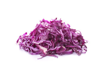 Chopped red cabbage on white background