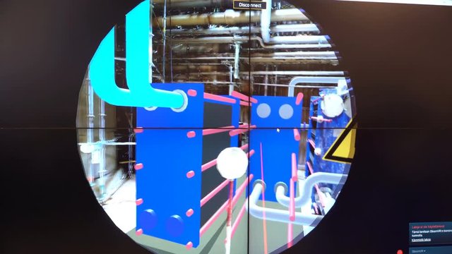 Using virtual AR to simulate industrial space, repair and design various technological designs. Industry 4.0 concept.