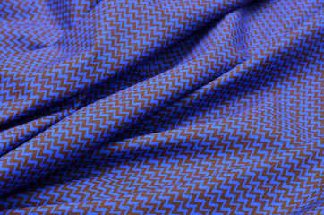 Cotton fabric, Brown-Blue in zigzag