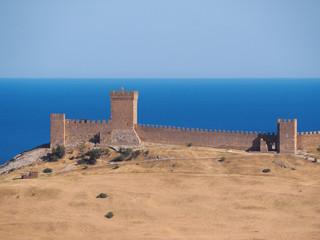 Fototapeta na wymiar Fortress at sudak black sea cost panorama