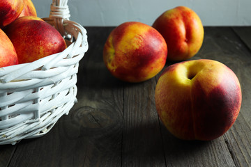 Basket of ripe nectarines