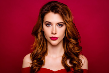 Close up portrait of dreamy, charming, sweet, gorgeous, good-loo