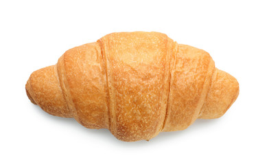 Tasty croissant on white background