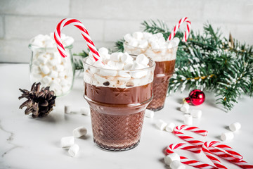 Peppermint hot chocolate with marshmallow