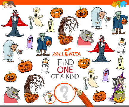 one of a kind activity game with Halloween characters