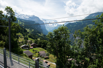 wengen mountain train in switzerland