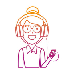 beautiful woman with glasses and earphones