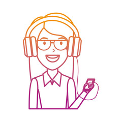 beautiful woman with glasses and earphones