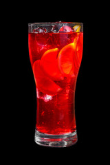 Summer cocktail on isolated black background