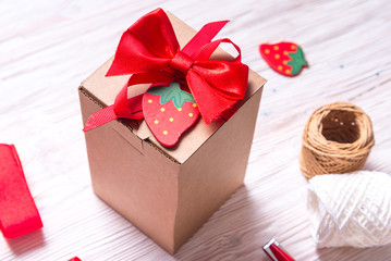 Brown carton gift box with bowl