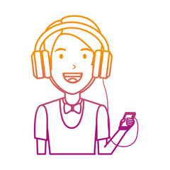 young man with smartphone and earphones