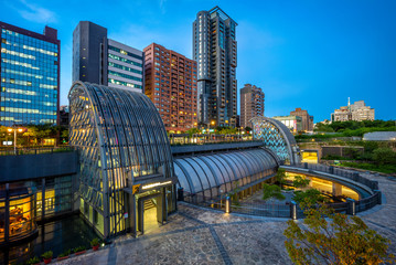night view of daan park station in taipei