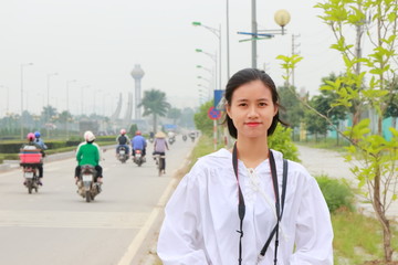 woman traveling to Thanh Hoa , Vietnam