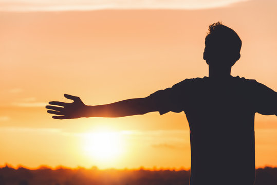 happy freedom victory success concept.