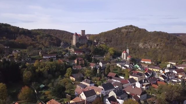Castle Hardegg in Austria - aerial view - travel and architecture video