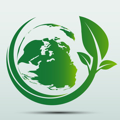 Green earth Concept with Leaves,ecology nature.Vector illustration.