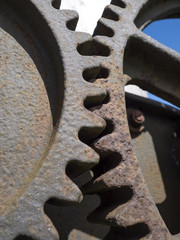 Old Winding gear, close up of cog wheels