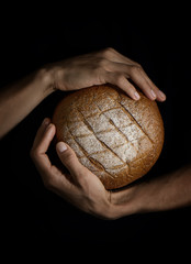bread in baker hand, healthy food