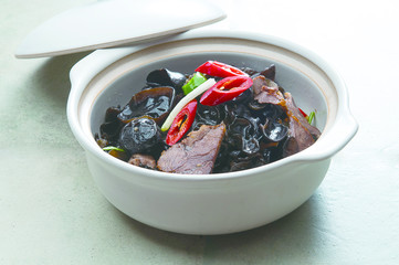 Chinese gourmet beef stew black fungus soup