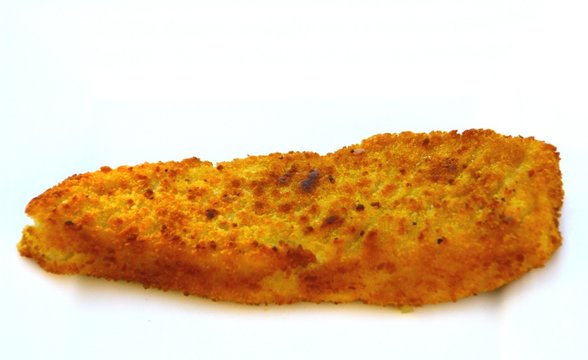 filet de poisson pan&eacute;,isol&eacute; fond blanc