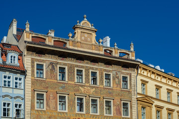 Fototapeta na wymiar Painted Building in Prague