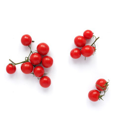 composition of cherry tomatoes isolated on white background.