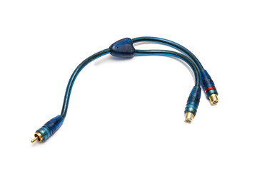 RCA wires on white background