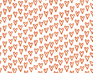 Seamless pattern of hand drawing seample hearts.