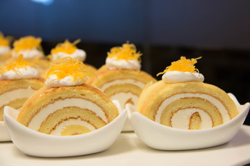  Vanilla Roll Cake Creamy baked background