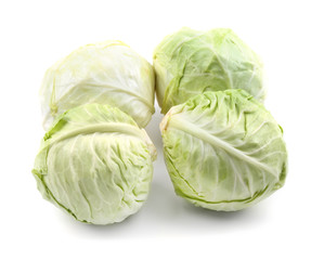 Fototapeta premium Fresh cabbages on white background