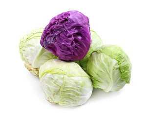 Obraz premium Fresh cabbages on white background