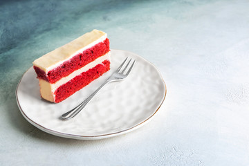 Piece of delicious cake on plate
