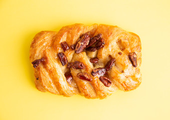 braid cake with nuts in colorful background
