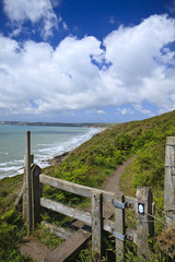 Fototapeta na wymiar Stile on coast path St Brides Bay Pembrokeshire Wales