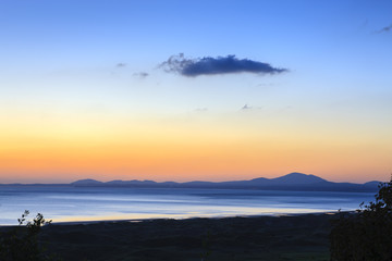Fototapeta na wymiar Looking over the Llyn Peninsula and Isle of Anglesey Gwynedd Wales at sunset