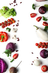 Composition with fresh vegetables on white background