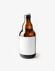 Poster Brown beer bottle with blank label. Responsive design mockup. © Veresovich