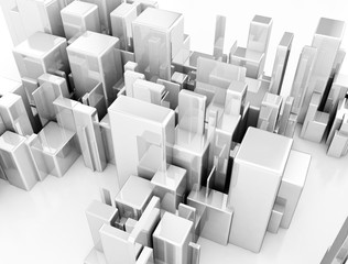 Top view of abstract 3d metallic city