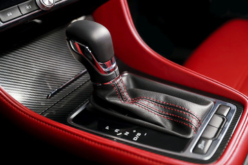 Obraz na płótnie Canvas Automatic transmission car shift lever close-up shot