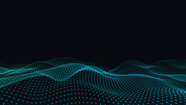 Abstract 3d technology and science neon visualization. Blockchain and cryptocurrency. Digital wallpaper. Business concept. Big data and artificial intelligence. Rendering computer virtual reality