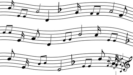 Fototapeta premium Treble clef and musical notes on a white background. Design.