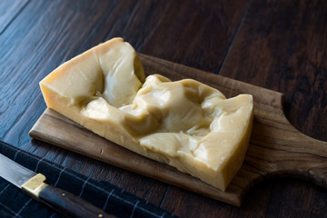 Turkish Traditional Gravyer / Gruyere Cheese From Kars on Wooden Surface