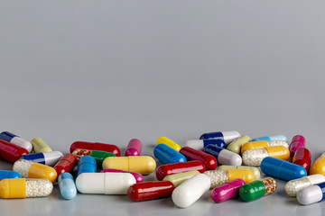 Colorful different pills and capsules