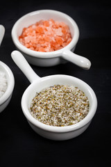 Sea Salt and Herb Seasoning. Selective focus.